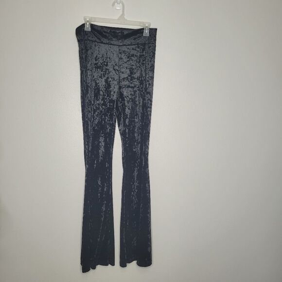 Black velvet flare witchy dark hippie moody Stevie Nicks whimsigoth pull on pant - Picture 2 of 6